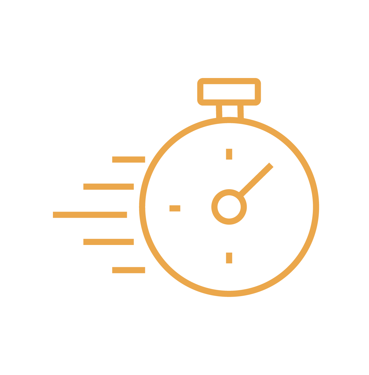 Orange speedometer icon representing fast and clean flooring installation services in Florida